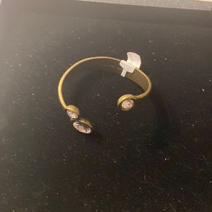 Adjustable Avant Garde bracelet in bronze with clear Swarovski crystals NWT